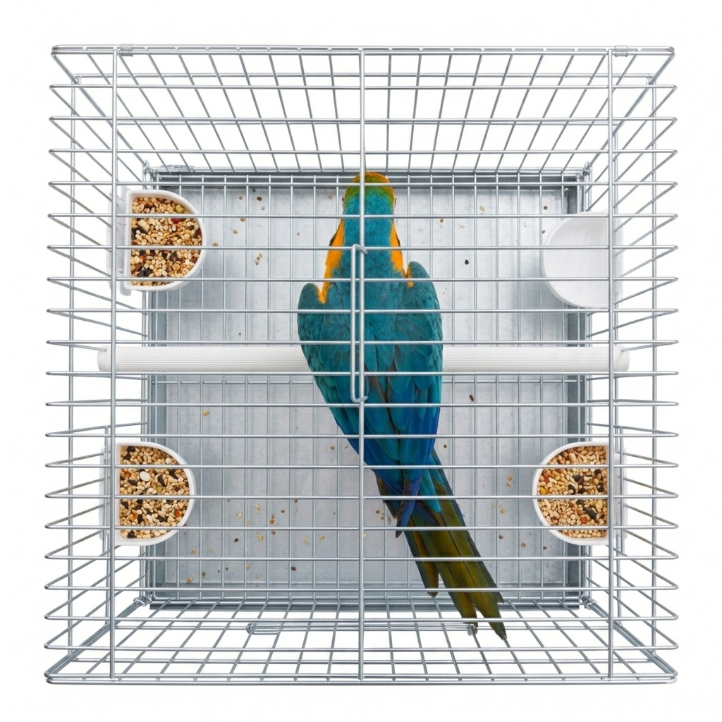 Papageien Transportkäfig 40x40x50cm - Sicherer Vogelkäfig verchromt