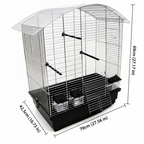 Vogelkäfig Ula Chrom/Schwarz für Wellensittiche Vogelheim mit Zubehör mit Abmessungen