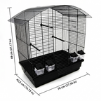 Vogelkäfig Ula Schwarz für Wellensittiche & Kanarien mit Zubehör mit Abmessungen