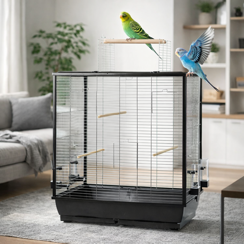 Großer Vogelkäfig Wellensittich Kanarien Großsittich mit Freisitz