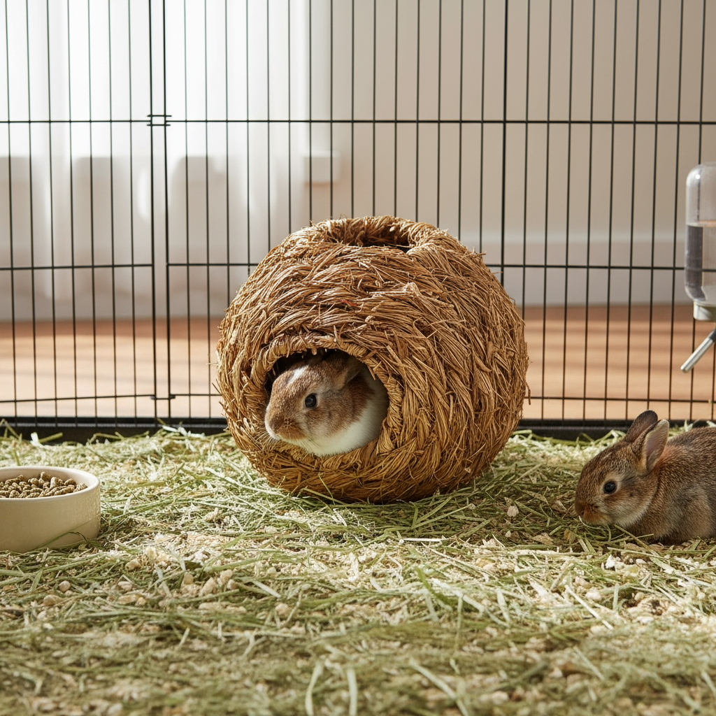 Grasnest XXL Heukugel Hasenhaus 20 cm für Meerschweinchen & Nager in einem Kleintierkäfig