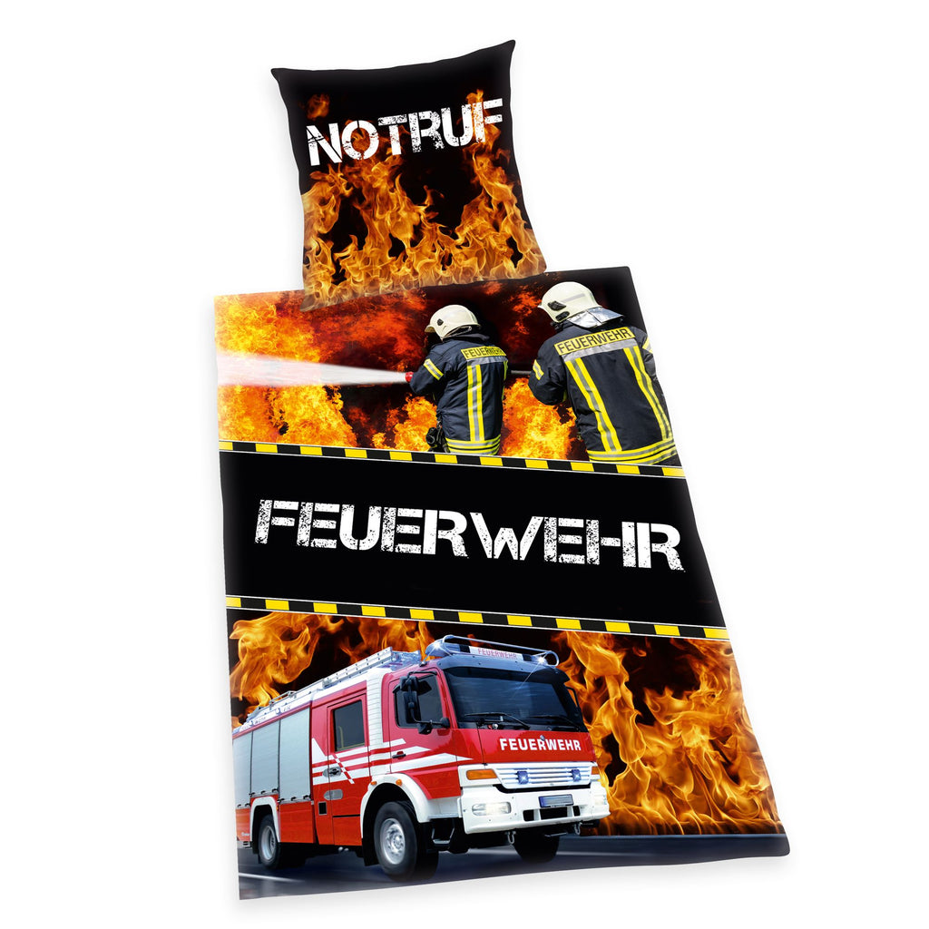 Herding Bettwäsche Feuerwehr Notruf 80 x 80 und 135 x 200 cm