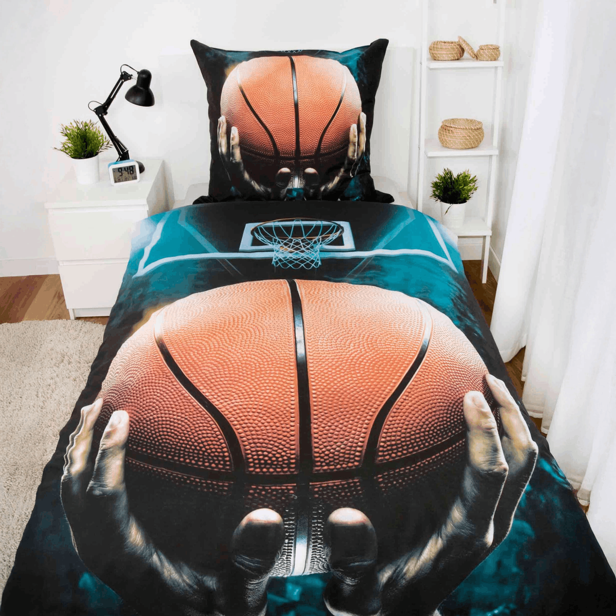 Ambiente Aufnahme von der Herding Bettwäsche Basketball 135 x 200 cm 100% Baumwolle 2-teilig