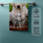 Serviette de douche de bain de plage chien 70 x 140 cm vert beige