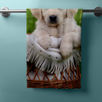 Serviette de douche de bain de plage chien 70 x 140 cm vert beige
