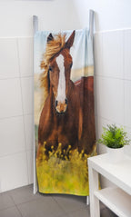 Velourstuch Duschtuch Badetuch Handtuch Strandtuch Pferde 75 x 150cm