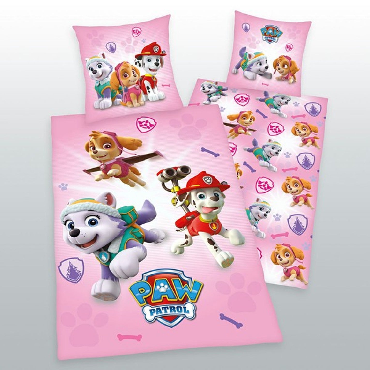 Herding Bettwäsche Set Paw Patrol rosa 80 x 80 und 135 x 200 cm