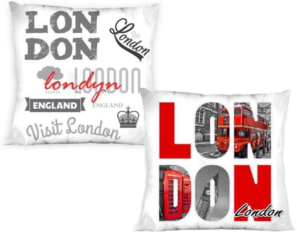 Cushion, cuddly cushion, decorative cushion, London Taxi Bus Big Ben, 40 x 40 cm