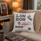 Cushion, cuddly cushion, decorative cushion, London Taxi Bus Big Ben, 40 x 40 cm