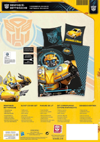 Rückseite der Verpackung von der Herding Bettwäsche Transformers Bumblebee 135 x 200cm Baumwolle 2-tlg.