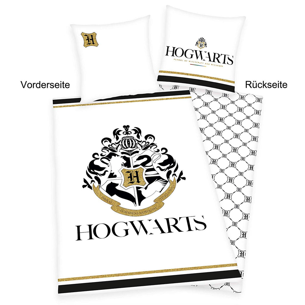 Bettwäsche Harry Potter  Hogwarts 80x80cm  135x200cm Renforce weiß