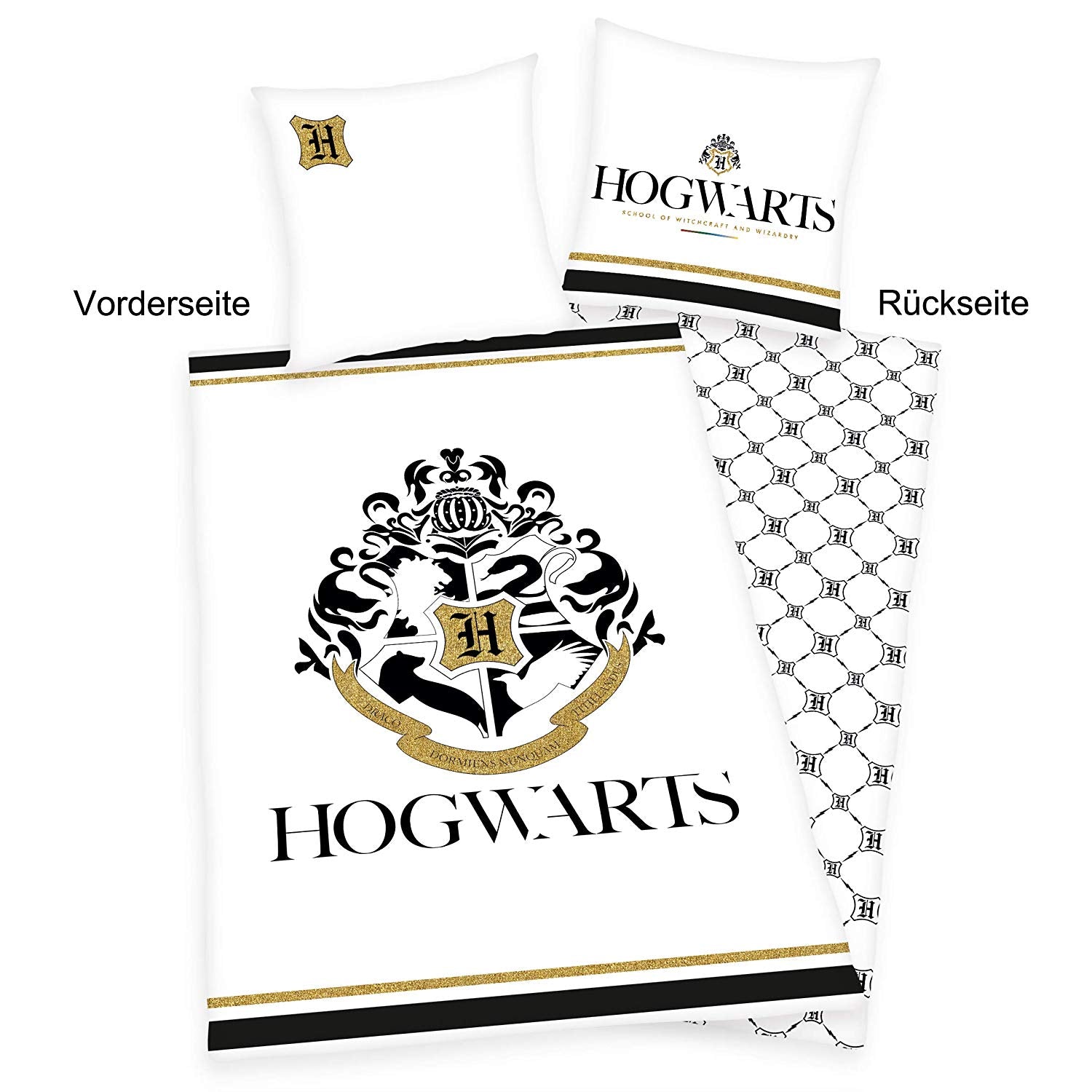 Bettwäsche Harry Potter  Hogwarts 80x80cm  135x200cm Renforce weiß