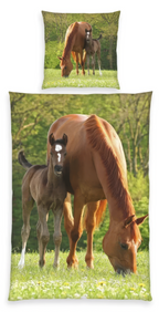 Freigestellte Produktansicht von der Herding Bettwäsche Pferd mit Fohlen 135 x 200 cm 100% Baumwolle 2-tlg.