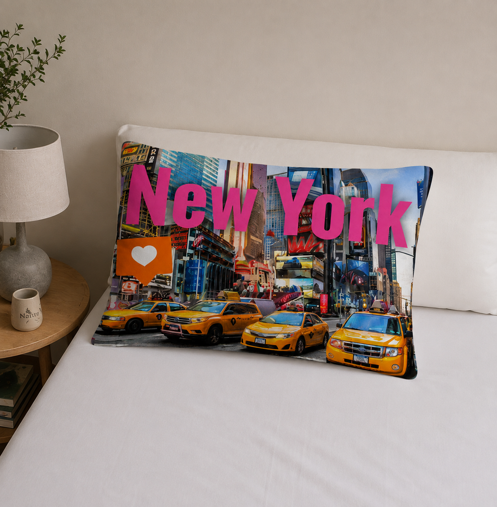 Aufnahme vom Kopfkissen von der Bettwäsche Times Square 140x200cm + 70x90cm 100% Baumwolle