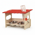 Freigestellte herausgezoomte Produktansicht der Futterstation SNACKBAR LARGE mit Nagertränke & Näpfen 31x18,5x22cm Neu
