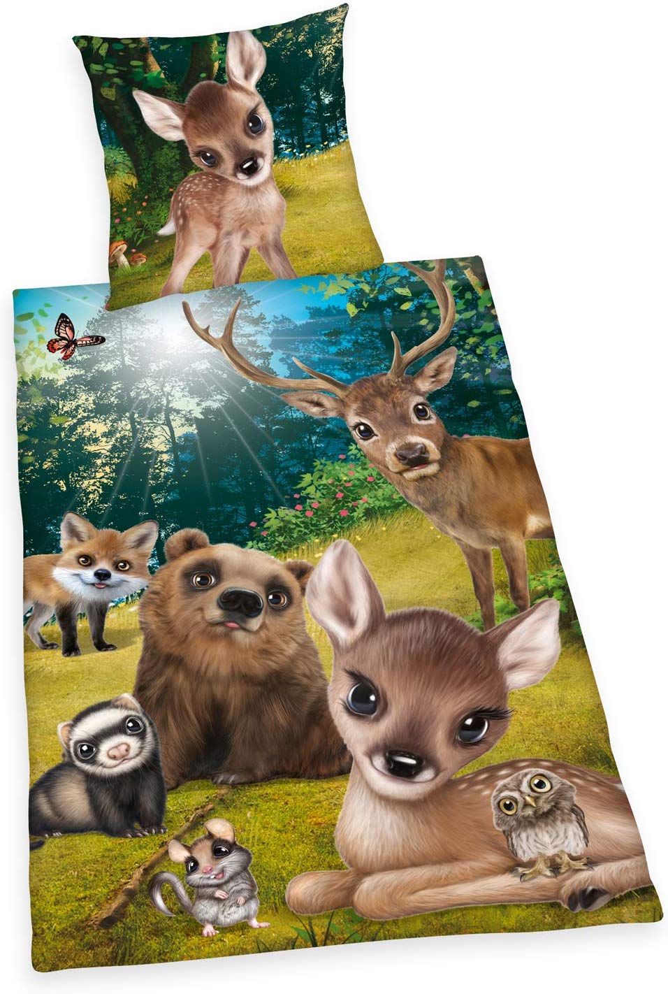 Herding Bettwäsche Animal Club Waldtiere 135 x 200cm Baumwolle Wendemotiv