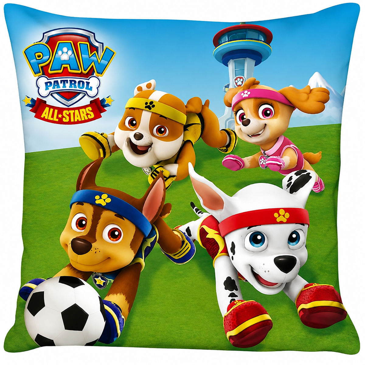 Freigestellte Produktansicht vom Paw Patrol Kissen Kuschelkissen Dekokissen 40 x 40 cm