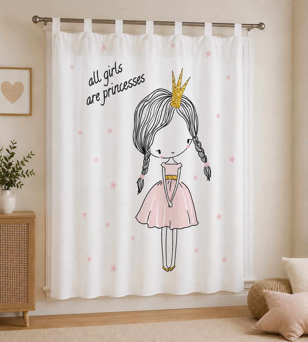 Ambiente Aufnahme von der Gardine Vorhang Fertiggardine Prinzessin Glow in the dark 140 x 160 cm