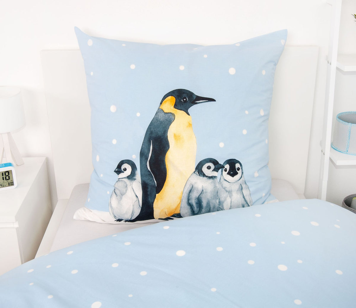 Biber Bettwäsche Set mit Pinguin 135 x 200 cm 80 x 80 cm 100% Baumwolle