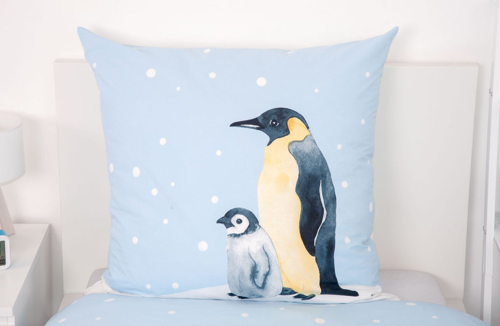 Biber Bettwäsche Set mit Pinguin 135 x 200 cm 80 x 80 cm 100% Baumwolle