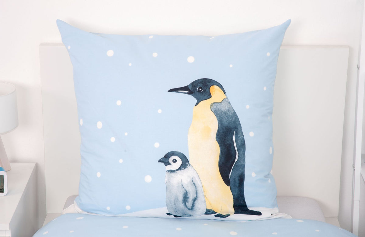 Biber Bettwäsche Set mit Pinguin 135 x 200 cm 80 x 80 cm 100% Baumwolle