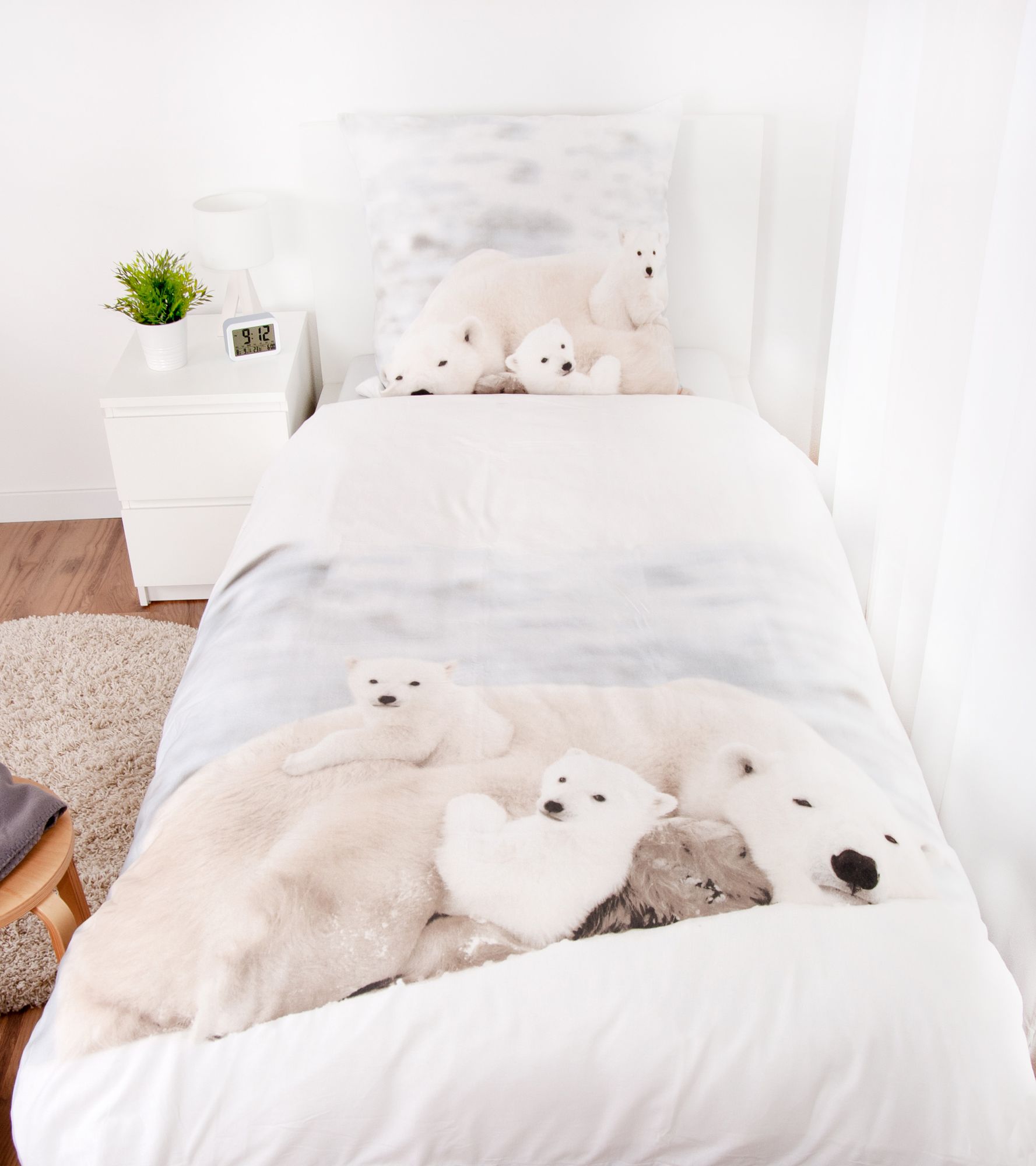 Bettwäsche Set mit Eisbär 135 x 200 cm 80 x 80 cm 100% Baumwolle