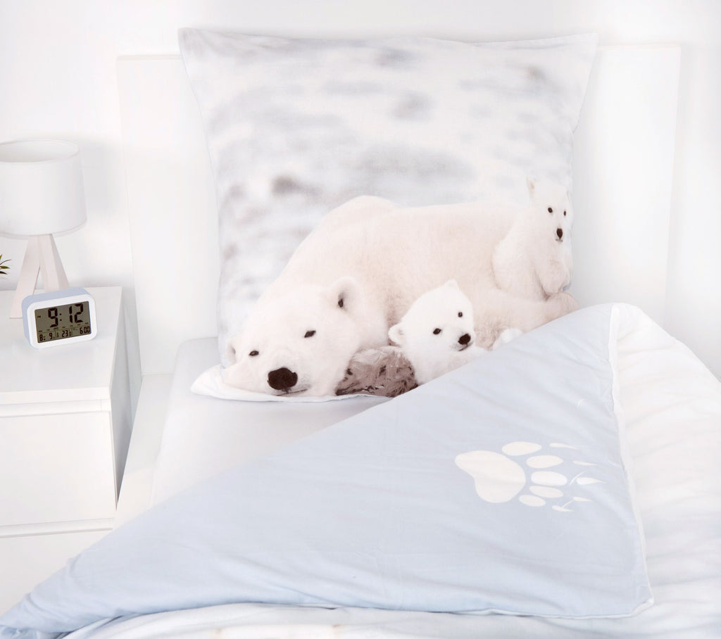 Flanell Bettwäsche Set mit Eisbär 135 x 200 cm 80 x 80 cm 100% Baumwolle