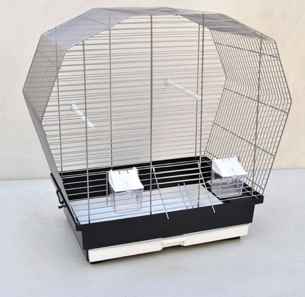 Birdcage/bird home for parakeets, chrome/black, 57 cm