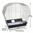 Vogelkäfig Vogelheim Chrom/Schwarz für Sittiche 57,5x33,5x55 cm mit Abmessungen