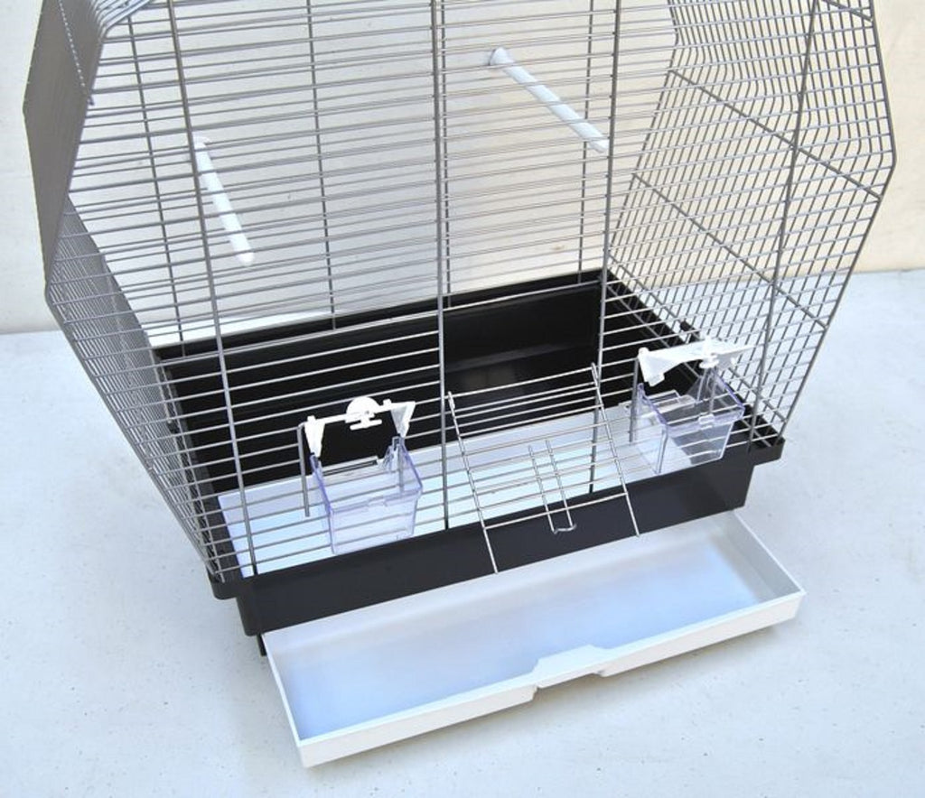 Vogelkäfig Vogelheim für Sittiche chrom schwarz 57 cm