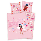 Mädchen Flanell Bettwäsche Miraculous Ladybug Love Paris  rosa Biber