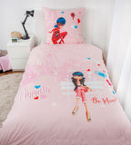 Mädchen Flanell Bettwäsche Miraculous Ladybug Love Paris  rosa Biber