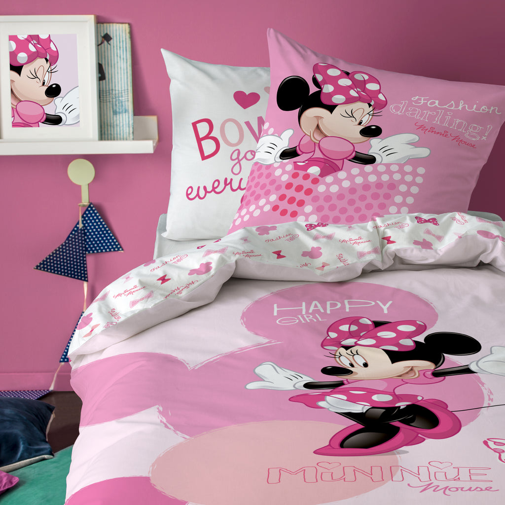 Disney Minnie Mouse Bettwäsche Set Biber Flanell 80x80 cm 135x200 cm