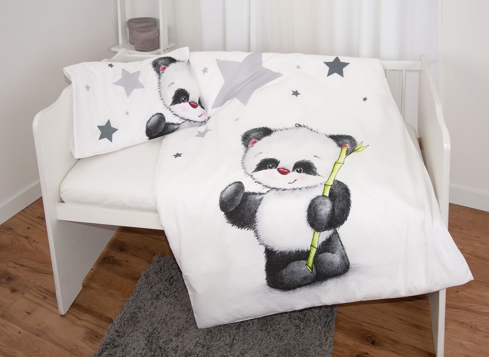 Baby Bettwäsche Panda Bär mit Sternen 100x135cm 40x60cm