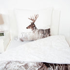 Flannel bedding set, winter landscape with deer, 2 pieces, flannelette, 135x200 cm