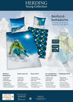 Rückseite von der Verpackung des Herding Bettwäsche Set Skifahrer 2 tlg. 135 x 200 cm 100% Baumwolle