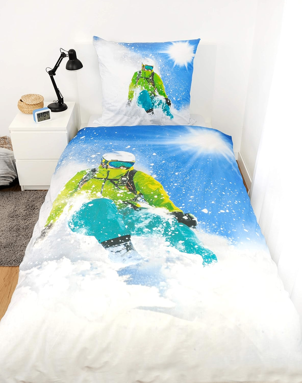 Ambiente Aufnahme vom Herding Bettwäsche Set Skifahrer 2 tlg. 135 x 200 cm 100% Baumwolle