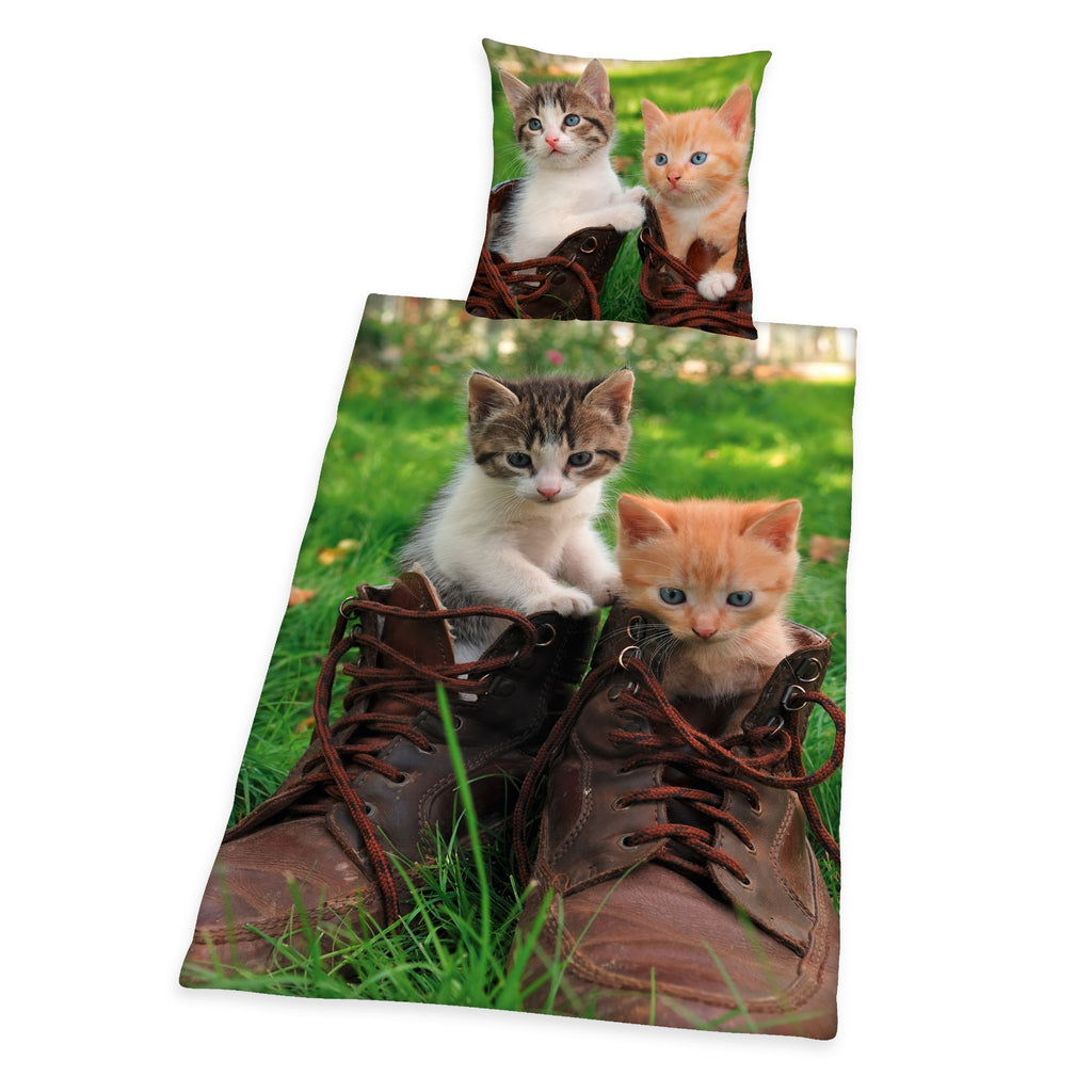 Cat in a Shoe Bedding Set, 2-Piece, Kitten Size, 135x200 cm (80x80 cm)