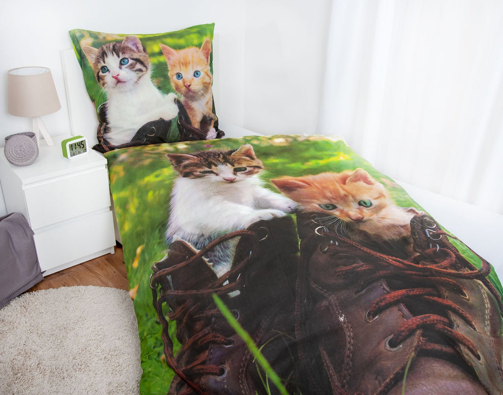 Cat in a Shoe Bedding Set, 2-Piece, Kitten Size, 135x200 cm (80x80 cm)