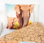 Bettwäsche Elefant mit Baby 135x200 cm (80x80 cm)