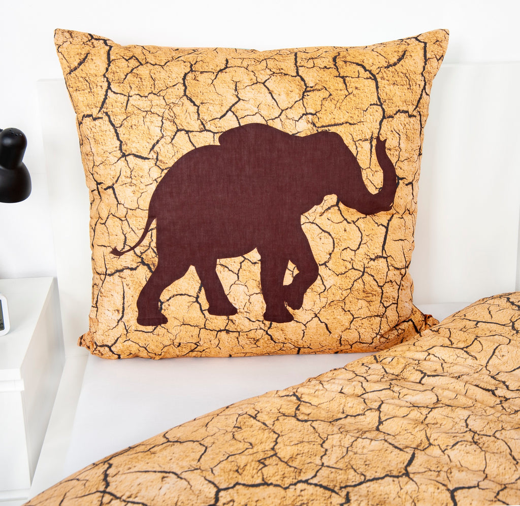 Bettwäsche Elefant mit Baby 135x200 cm (80x80 cm)