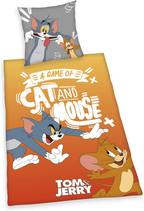 Freigestellte Produktansicht von der Vorderseite vom Herding Bettwäsche Set Tom and Jerry 2 tlg 135 x 200 cm 100% Baumwolle