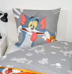 Kopfkissen mit umgeschlagenem Bettbezug vom Herding Bettwäsche Set Tom and Jerry 2 tlg 135 x 200 cm 100% Baumwolle