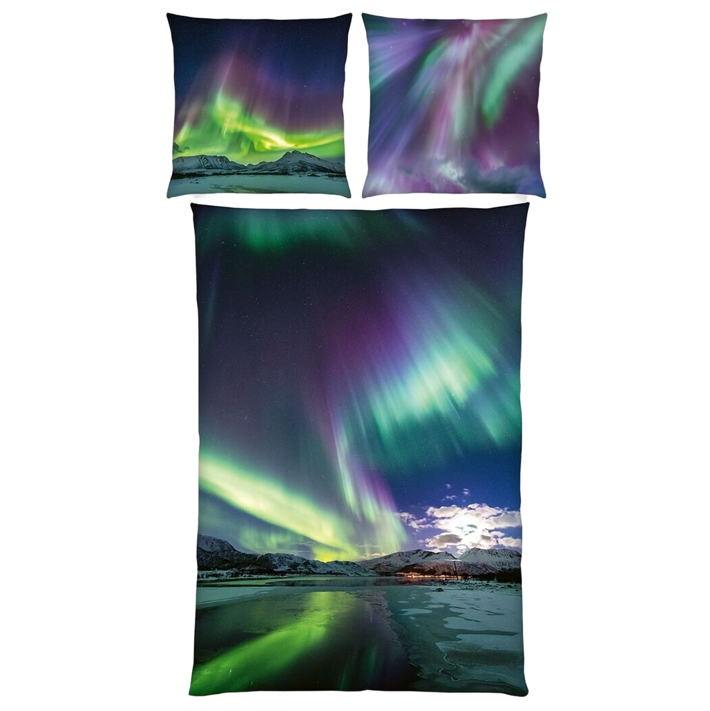 Herding Bettwäsche Polarlichter Digitaldruck 135 x 200cm 100%Baumwolle