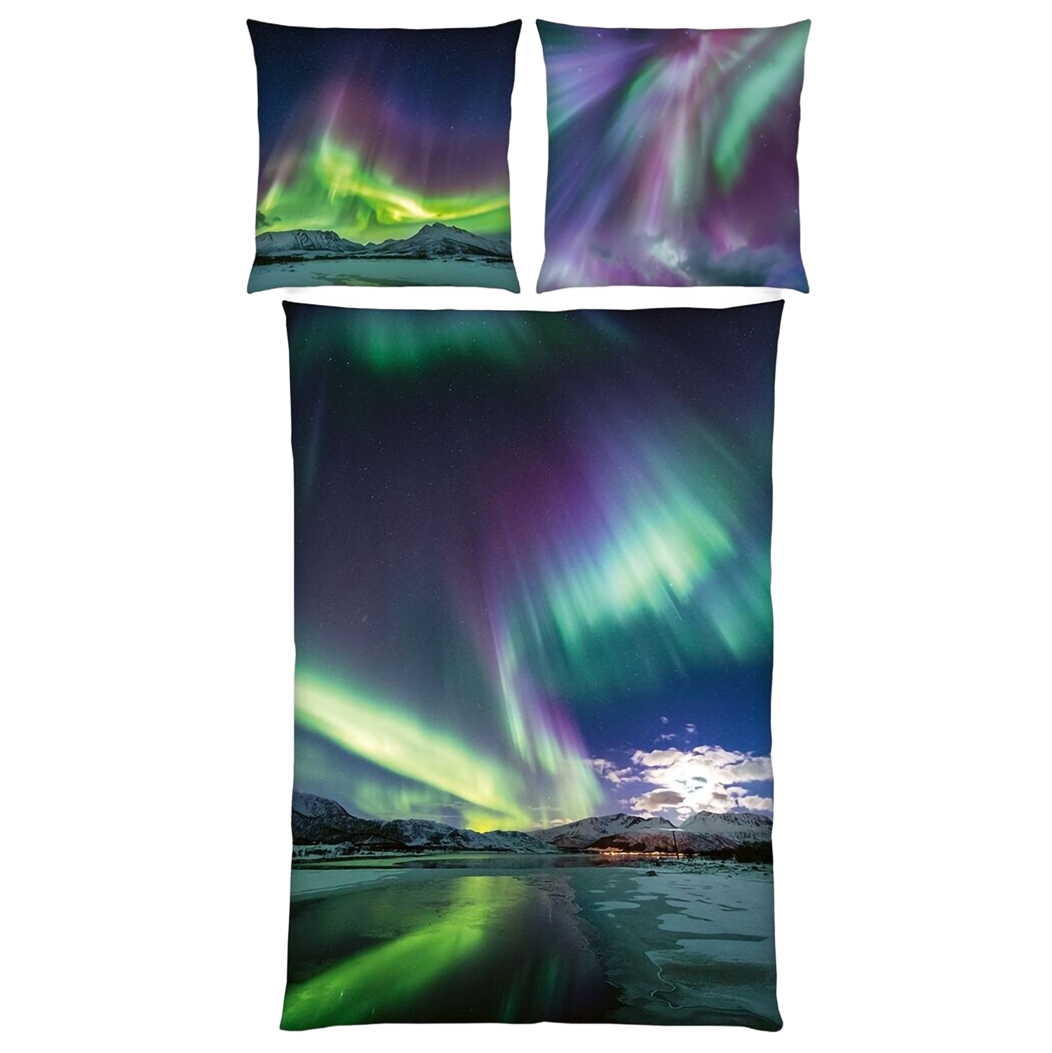 Herding Bettwäsche Polarlichter Digitaldruck 135 x 200cm 100%Baumwolle