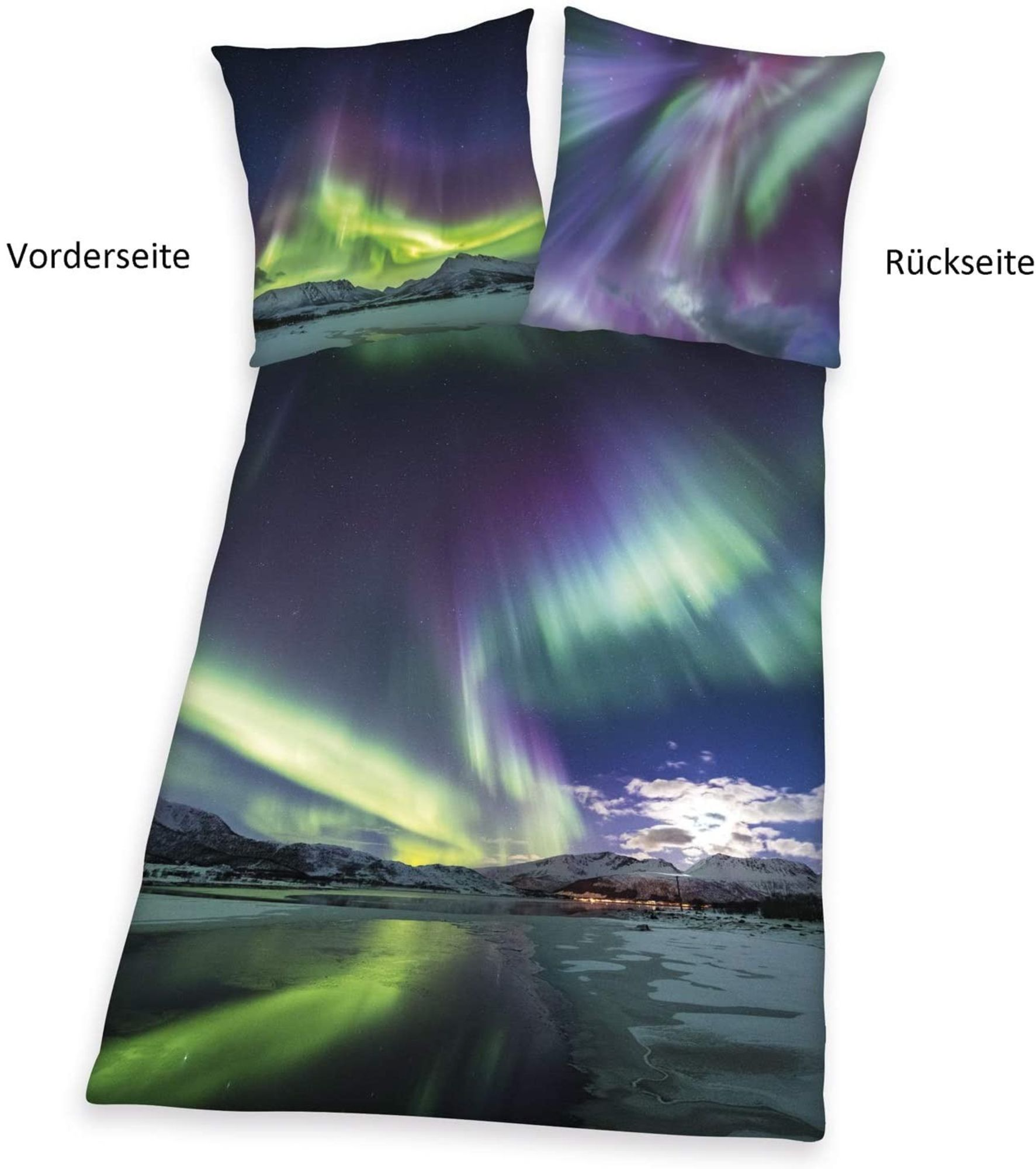 Herding Bettwäsche Polarlichter Digitaldruck 135 x 200cm 100%Baumwolle