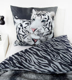 Bettwäsche Set weißer Tiger 135 x 200 cm 80 x 80 cm 100% Baumwolle