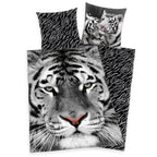 Bettwäsche Set weißer Tiger 135 x 200 cm 80 x 80 cm 100% Baumwolle