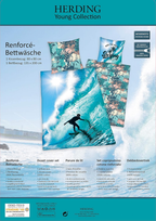 Rückseite der Verpackung vom Herding Bettwäsche Set Surfer 2 tlg. 135 x 200 cm 100% Baumwolle