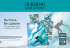 Vorderseite der Verpackung vom Herding Bettwäsche Set Surfer 2 tlg. 135 x 200 cm 100% Baumwolle